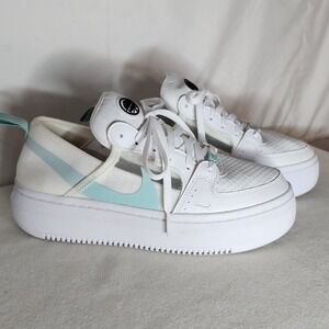 Nike Court Vision Alta Womens 9.5 White Mint Green Platform Sneakers CW6536-100